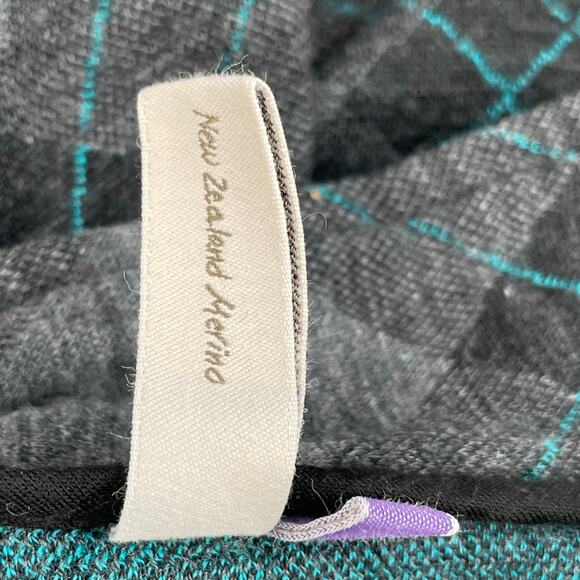 Ibex Merino Wool Zip Up Cardigan Light Sweater Top Grey Plaid Argyle Size S FLAW - Picture 6 of 11